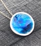 Enamel Pendant, blue enamel pendant, ocean pendant, sea pendant, enamel, round - Image 1