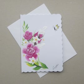 hand painted blank greetings card art painting ( ref F 878 K2 )