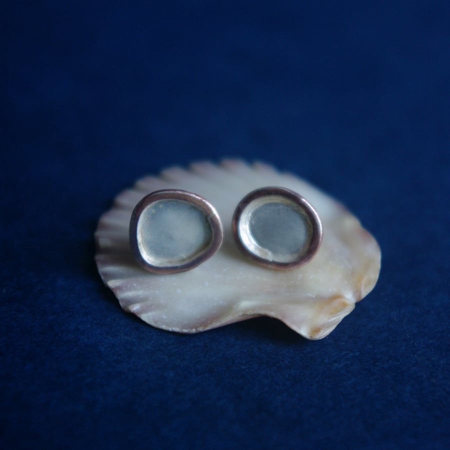  Silver and Copper Winter Moon Studs