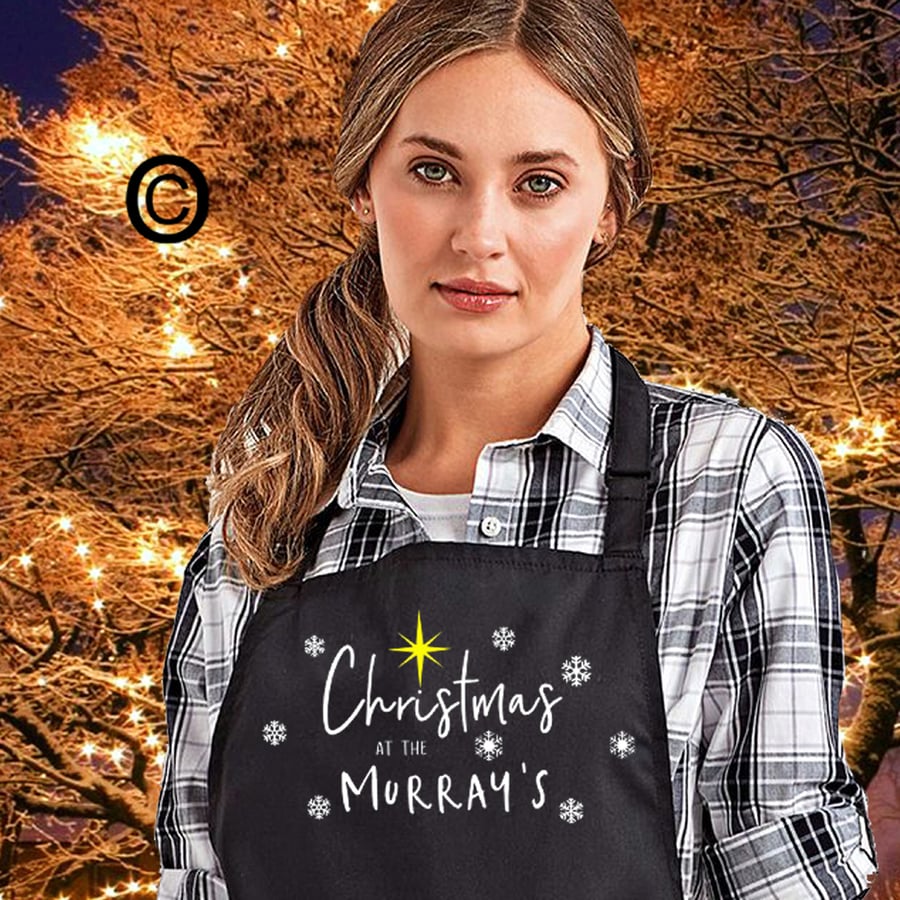 Personalised family Christmas apron