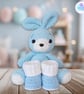 Blue crochet plush bunny soft toy, or bunny and boots set. UKCA tested. - Image 2