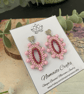 Hoop earrings, pretty pink handcrafted oval hoop glass beaded statement earrring - Image 2