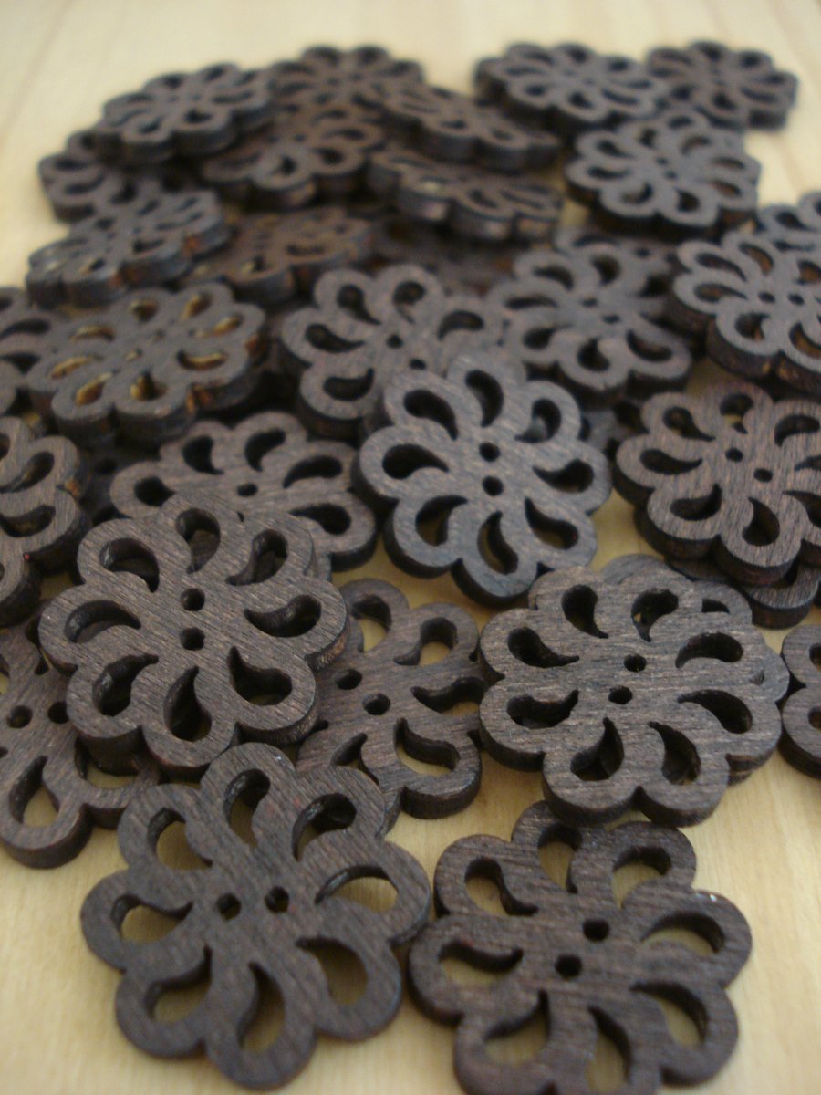 10 Carved Wooden Buttons