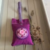 Hand Embroidered Flower Button Lavender Bag