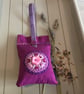 Hand Embroidered Flower Button Lavender Bag