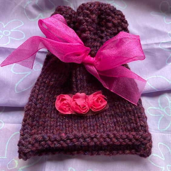 Hand knitted 100% woollen gift bag