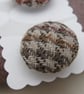 2 Small Handmade Brown Houndstooth Fabric Buttons - Image 2