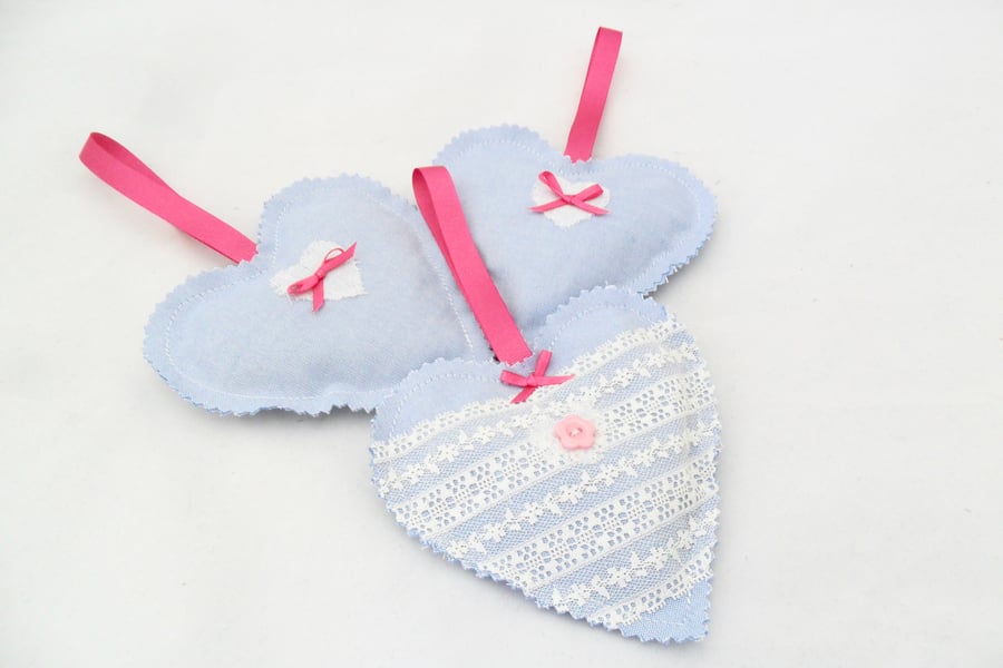Three lavender scented hearts. 