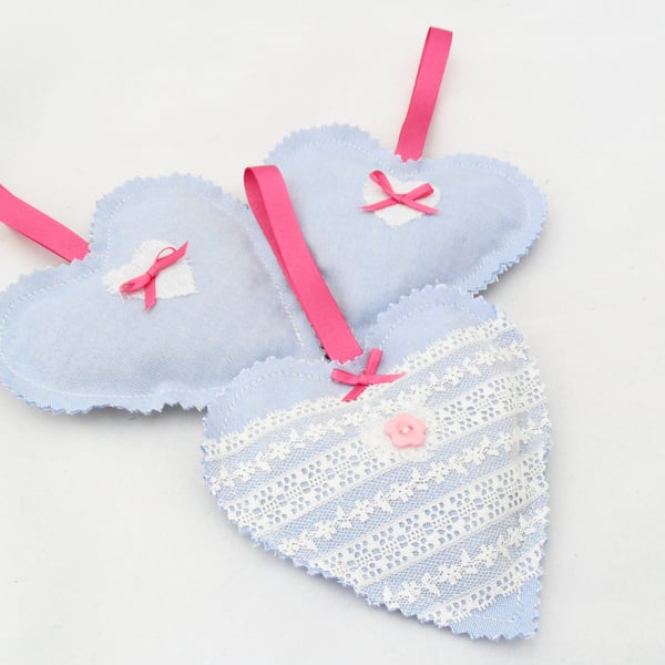 Three lavender scented hearts. 