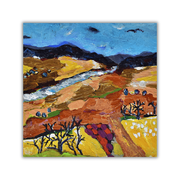 A framed, original Scottish landscape. Glen Doll, Scotland. Acrylic on canvas.