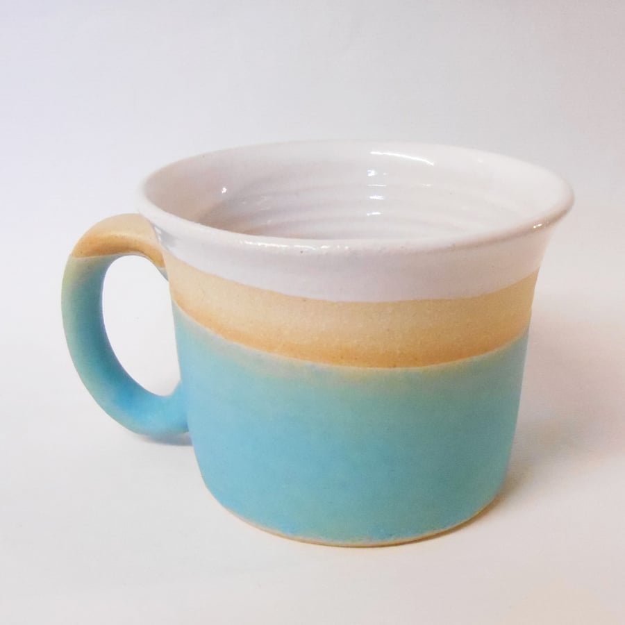 Mug Flared top Turquoise Blue ceramic.