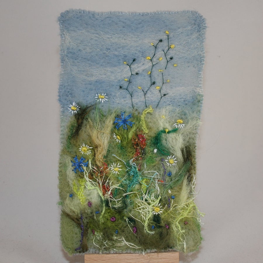 Embroidered and Felted Hanging - Meadow