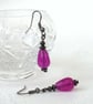 Pink chalcedony teardrop and hematite earrings - Image 2