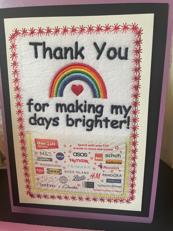 Handmade greetings card thank you gift card holder end of term gift 