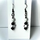 Black and White Beaded Earrings