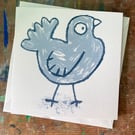 Grey Pigeon hand printed card by Jo Brown