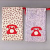 Phone case/cover with applique red telephone