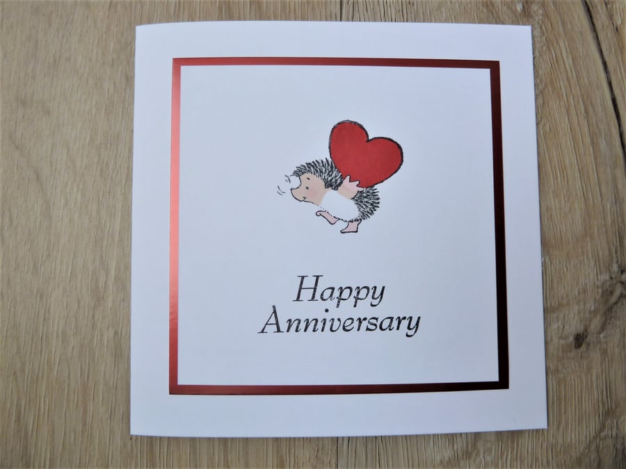 happy anniversary hedgehog card