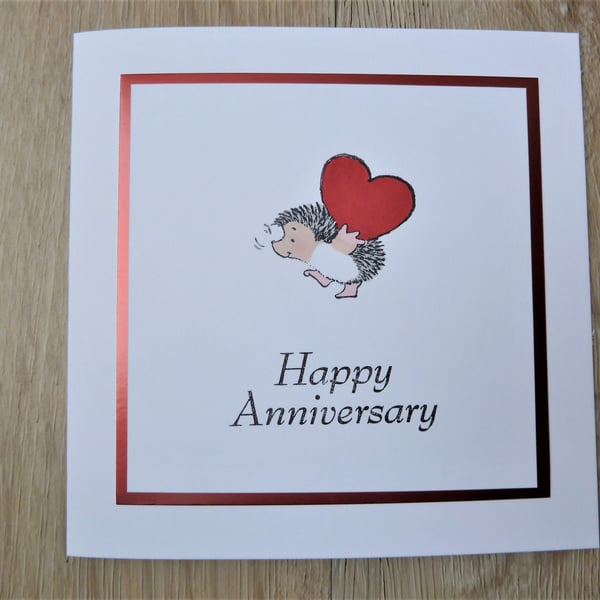 happy anniversary hedgehog card