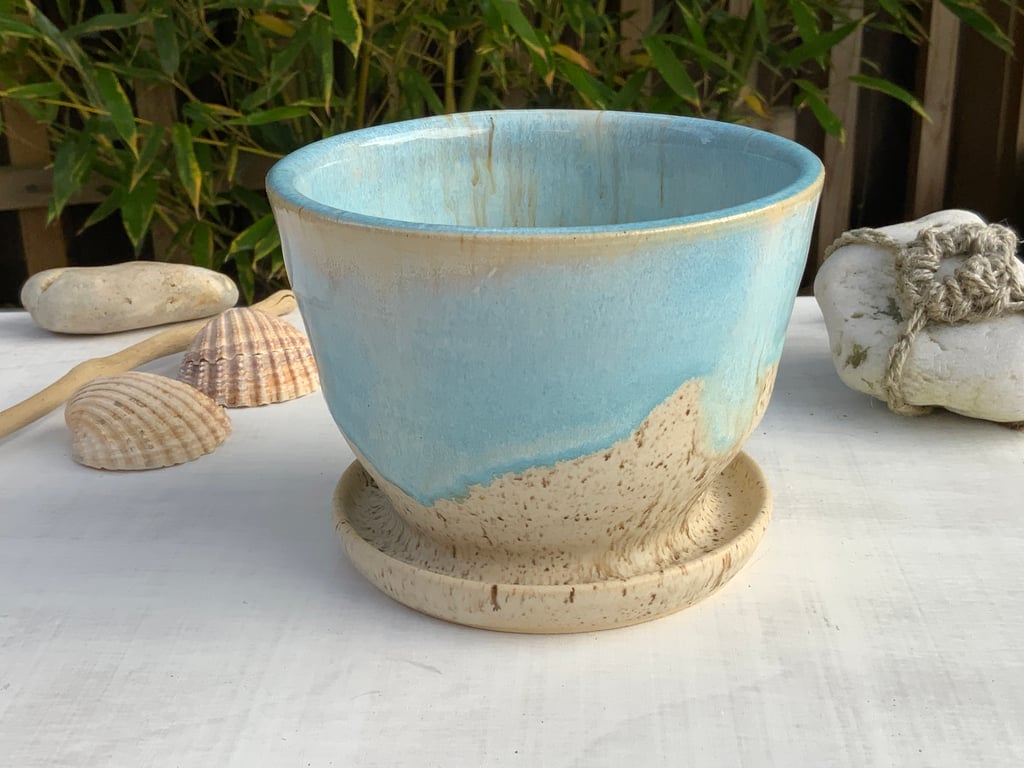 Handmade Planter with Attached Tray