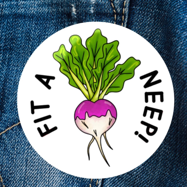 Neep  Turnip Doric Badge . Magnet . Pocket Mirror . Magnetic Bottle Opener