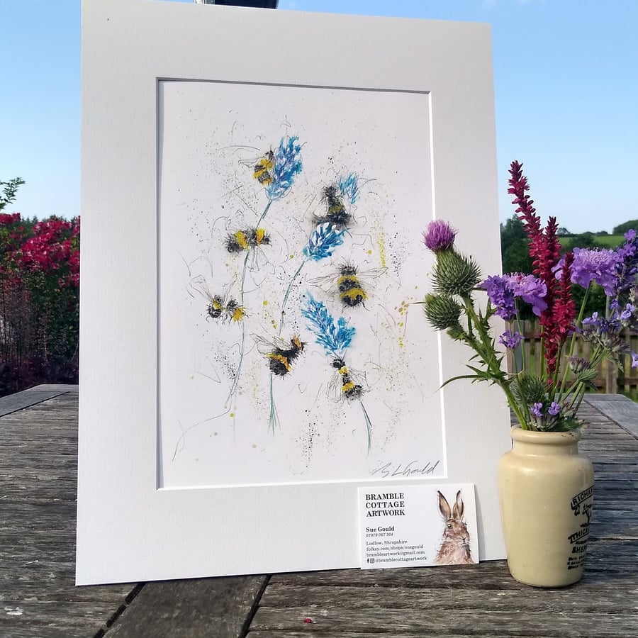 A4 Signed Art Print Busy Bees