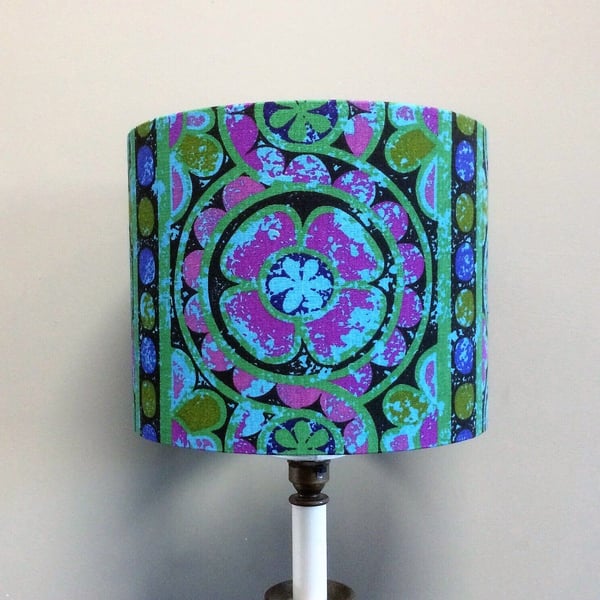 Dramatic Blue Green Pink Floral KARNAK Sandersons vintage fabric Lampshade