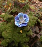 Handmade Felted Wool Flower Brooch – Blue Floral Design - Image 3