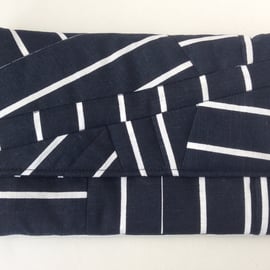 Clutch, Handbag, Freestyle Patchwork Quilting, navy and white