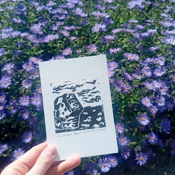Stanton Moor & Andle Stone Original A6 Lino Print