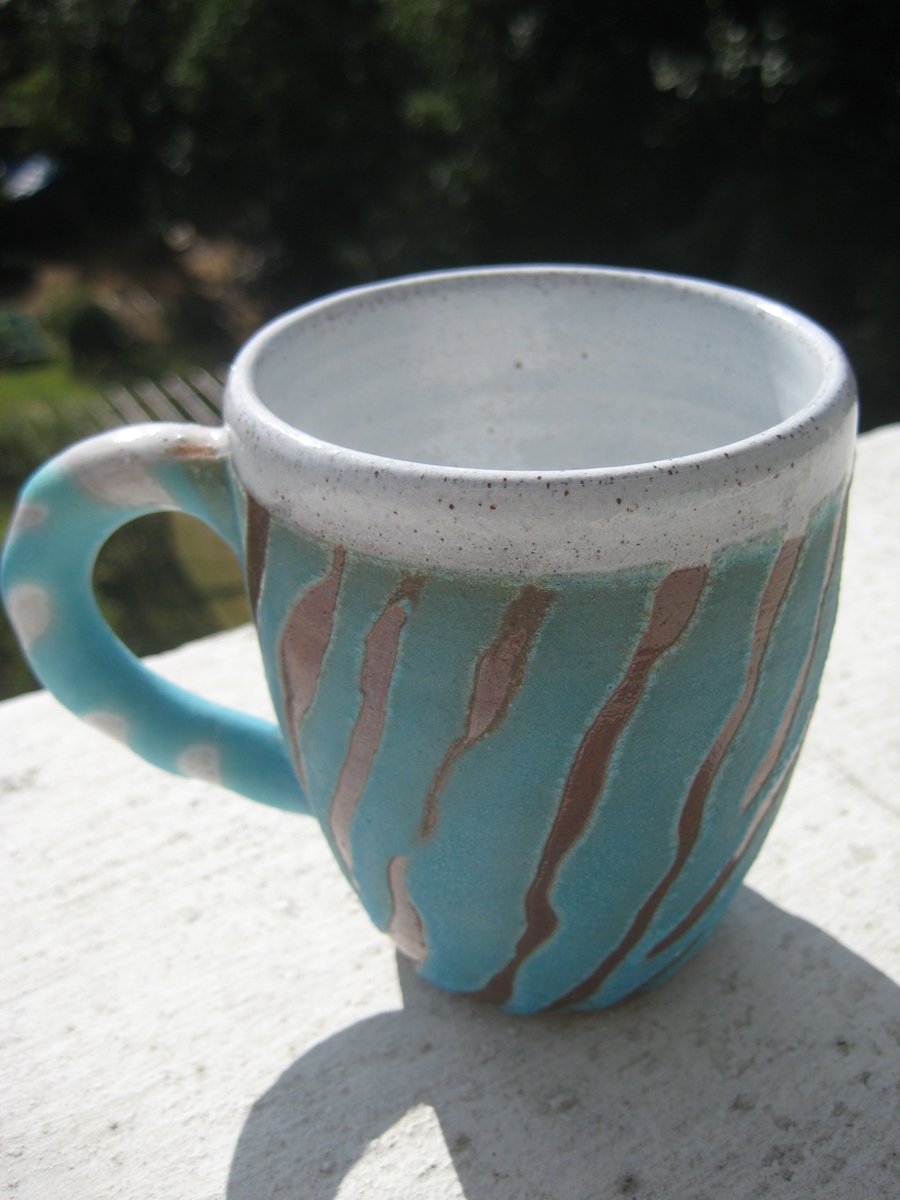 Turquoise zebra stripe mug
