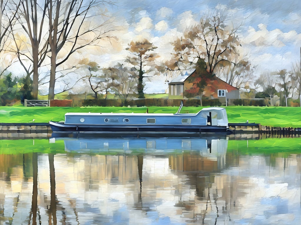 Canal Boat Denver Norfolk Greeting Card A5