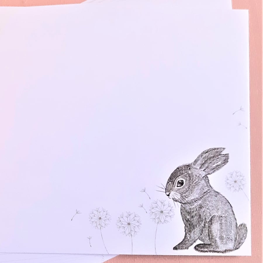 6 cute bunny notecards with envelopes