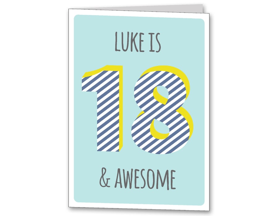 Personalised 18th, 21st Birthday Card, Male, Mens age 18, 21 card. 