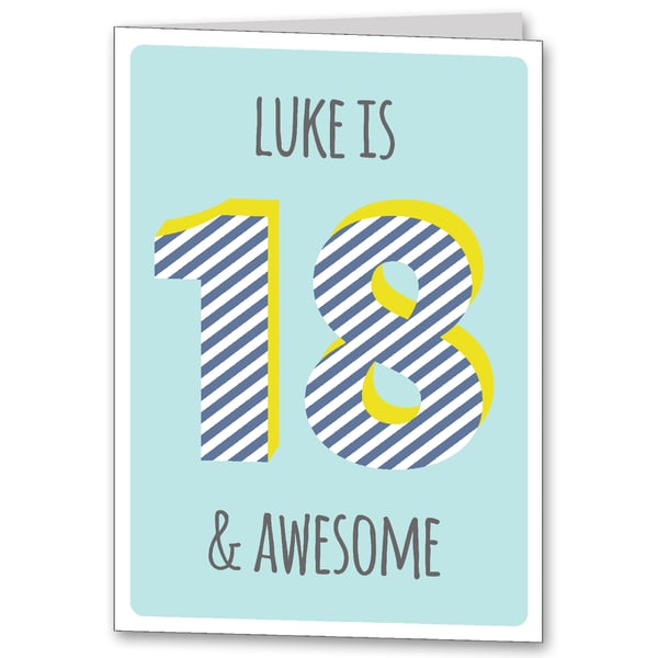 Personalised 18th, 21st Birthday Card, Male, Mens age 18, 21 card. 
