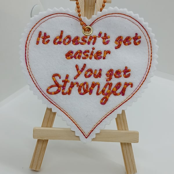 Embroidered Mini Heart Decoration with Inspirational Quote