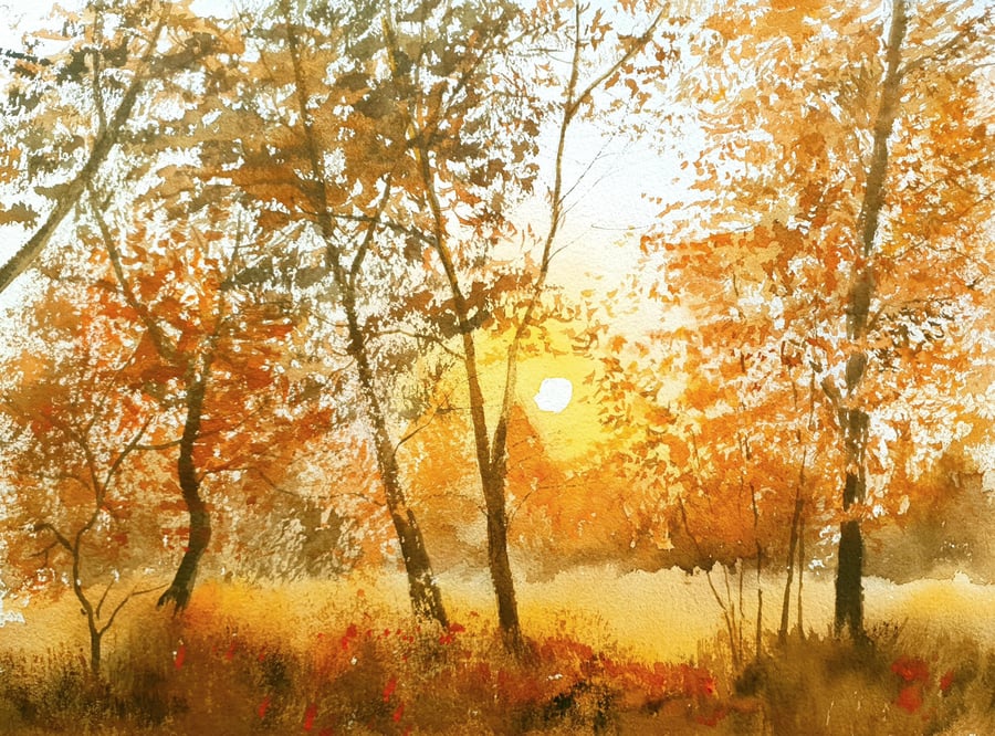 Autumn Glow . Original Watercolour 15x11 inches. (unframed)