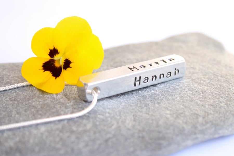 Hand stamped personalised necklace