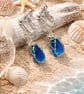 Blue Sea Glass Clip On Earrings – Genuine Beach Glass Jewellery – Non pierced 