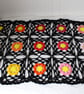 Crochet cotton throw blanket in black and multi-colours - one-of-a-kind - Image 7