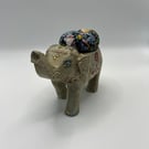 Vintage Elephant Pin Cushion - White and Floral