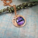 Cosmos Dichroic Glass and Copper Necklace. Artisan Pendant