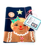 Gingerbread Christmas Illustrated Tea Towel, Festive Kitchenware
