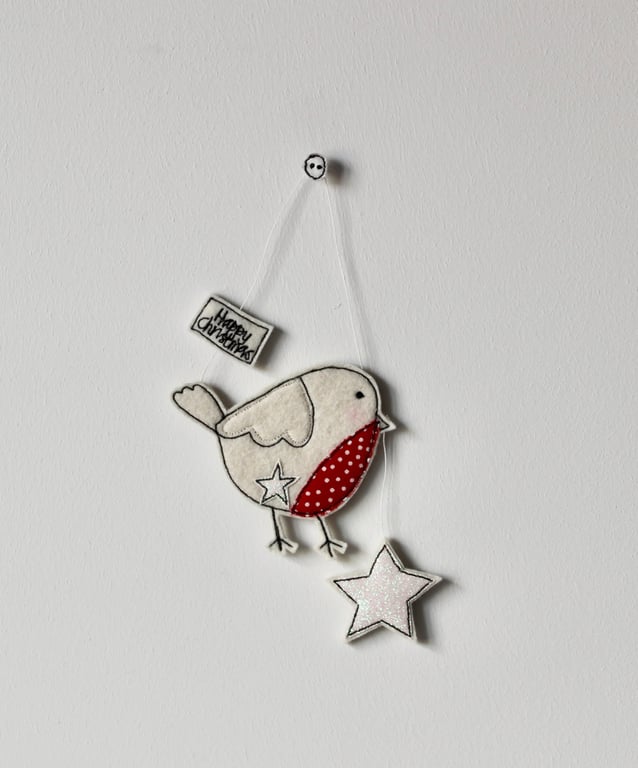'Happy Christmas Robin' - Hanging Decoration