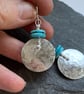Large round silver and bright turquoise earrings  - Image 6