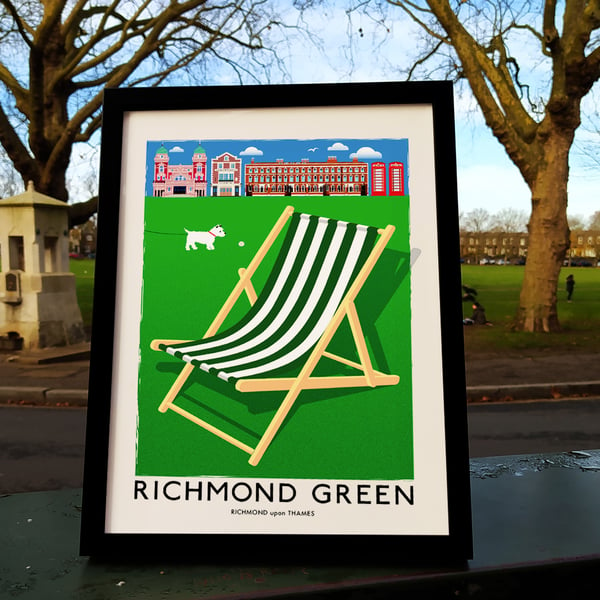 RICHMOND GREEN DECKCHAIR A3 Print