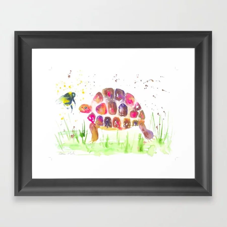 A 4 Pink Tortoise and Bee  Print of 240 gsm paper, card