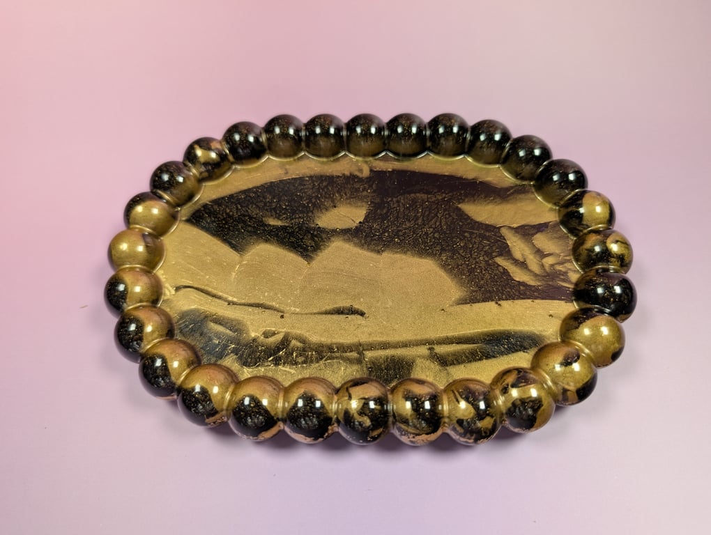Gold & Black Marbled Trinket Tray