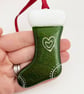 Fused Glass Christmas Stocking Hanging Decoration (Green) - Image 2
