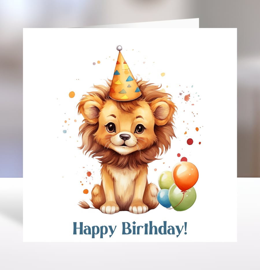 Personalised Cute Lion Children's Birthday Card 